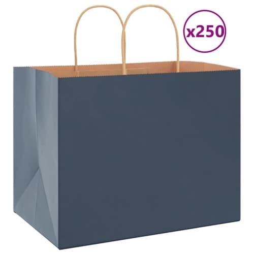 Papperspåsar 250 st med handtag blå 32x22x24 cm