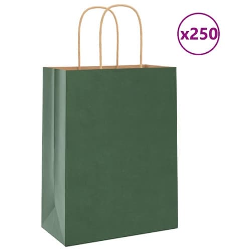 Papperspåsar 250 st med handtag grön 21x11x28 cm