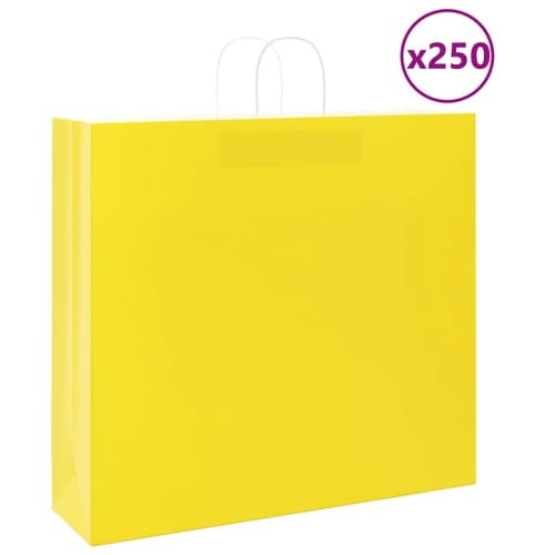 Papperspåsar 250 st med handtag gul 54x15x49 cm