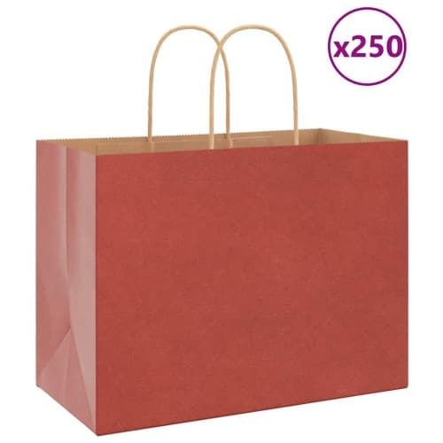 Papperspåsar 250 st med handtag röd 32x17x25 cm