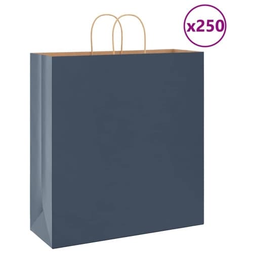Papperspåsar 250 st med handtag blå 45x17x48 cm