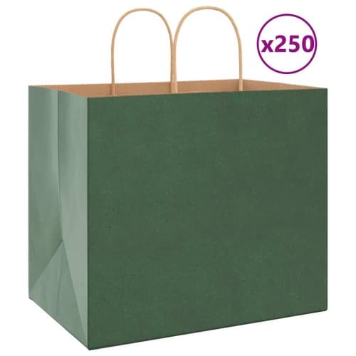 Papperspåsar 250 st med handtag grön 32x22x28 cm