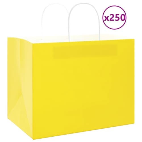 Papperspåsar 250 st med handtag gul 32x22x24 cm