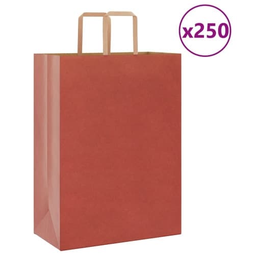 Papperspåsar 250 st med handtag röd 32x17x44 cm