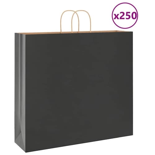 Papperspåsar 250 st med handtag svart 54x15x49 cm