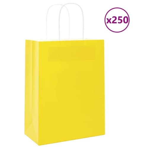 Papperspåsar 250 st med handtag gul 21x11x28 cm