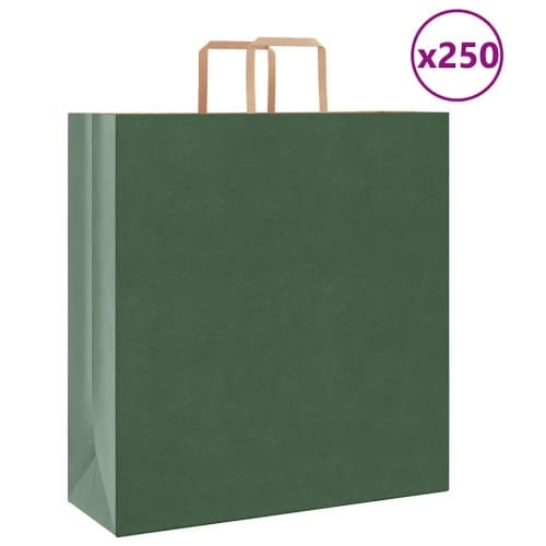 Papperspåsar 250 st med handtag grön 45x17x48 cm