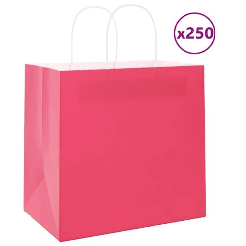 Papperspåsar 250 st med handtag rosa 26x17x25 cm