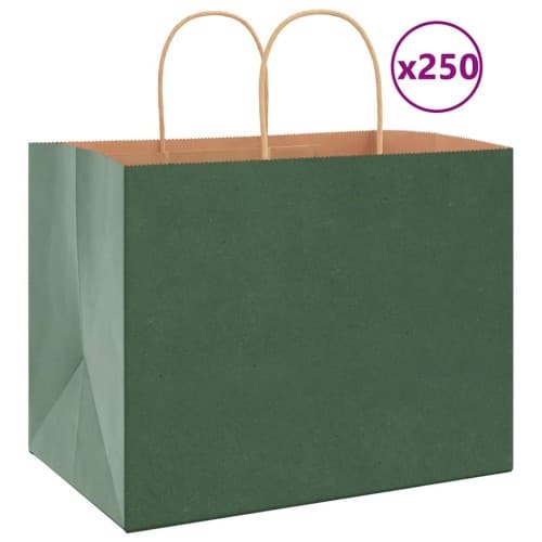 Papperspåsar 250 st med handtag grön 32x22x24 cm