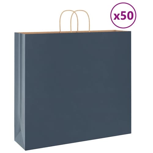 Papperspåsar 50 st med handtag blå 54x15x49 cm