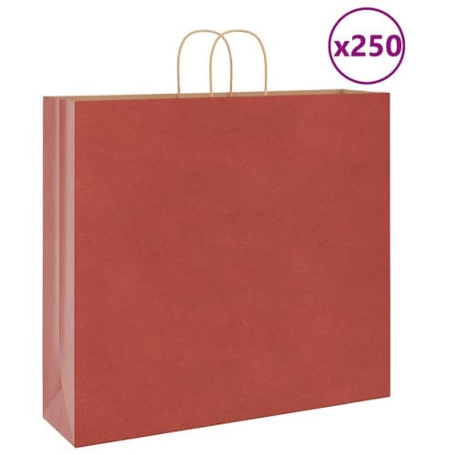 Papperspåsar 250 st med handtag röd 54x15x49 cm