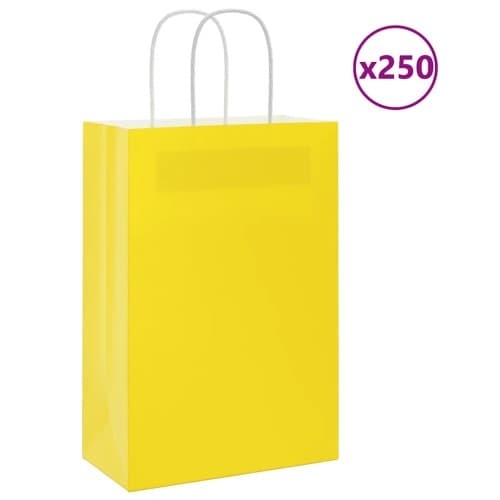 Papperspåsar 250 st med handtag gul 21x11x31 cm