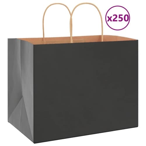 Papperspåsar 250 st med handtag svart 32x22x24 cm