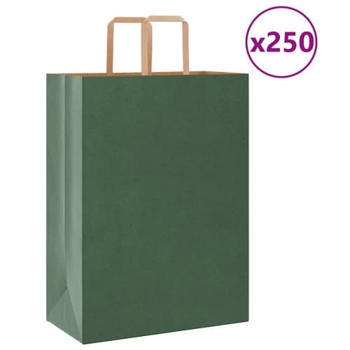 Papperspåsar 250 st med handtag grön 32x17x44 cm