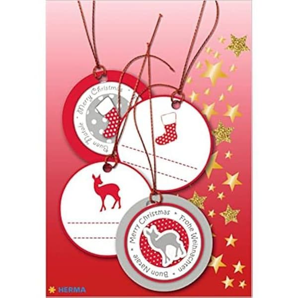Pendentiv - HERMA - 3D - Rund - Röd/Silver - Julklapp