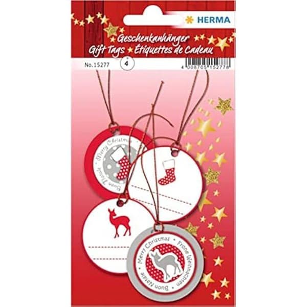 Pendentiv - HERMA - 3D - Rund - Röd/Silver - Julklapp