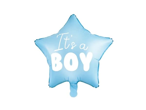 Folieballong "Det är en pojke" till babyshower stjärna blå 48 cm