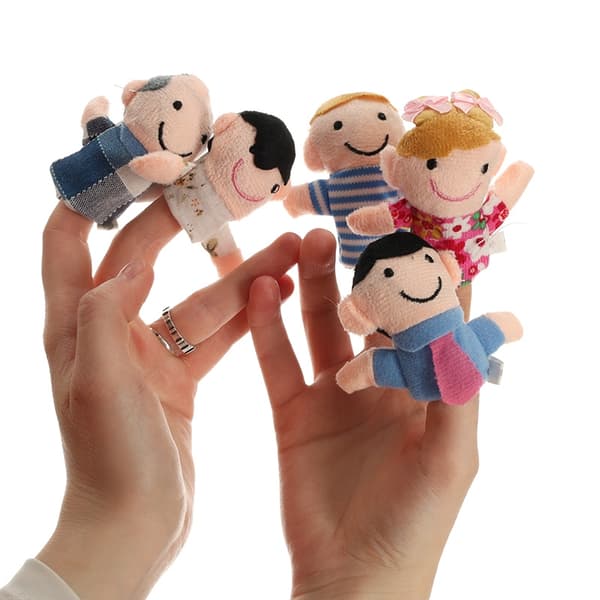 Plyschmaskoter fingerdockor familj 6 st