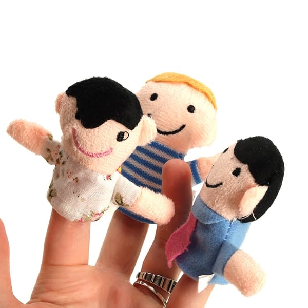 Plyschmaskoter fingerdockor familj 6 st