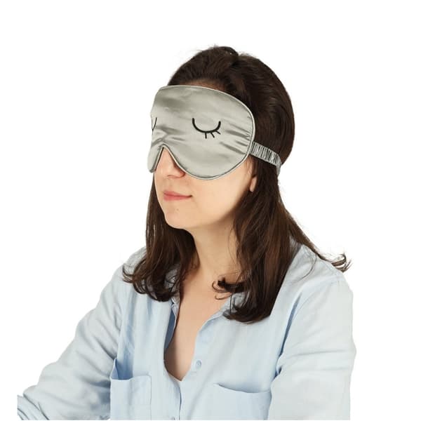 Ögonbindel sömnmask i grått fodral