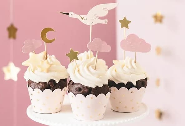 Dekorationer till muffinsformar - Stork 11cm-12cm 7 stycken