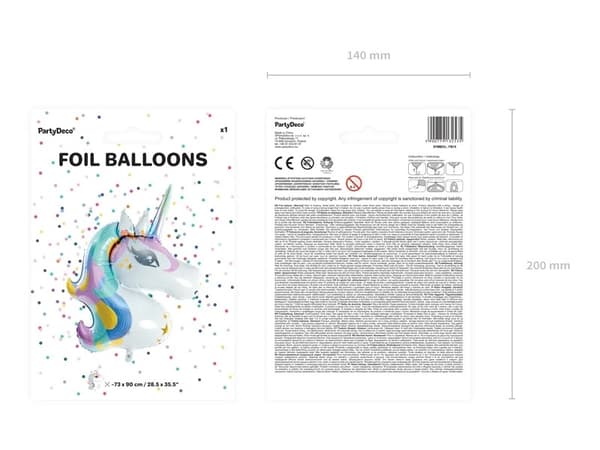 Enhörningsfolieballong 73 cm x 90 cm