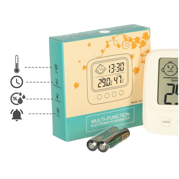 Hygrometer Klocka Rumstermometer Fuktighetsmätare LCD