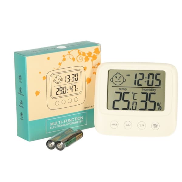 Hygrometer Klocka Rumstermometer Fuktighetsmätare LCD