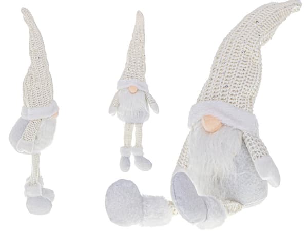 Jultomte med skägg vit 47 cm
