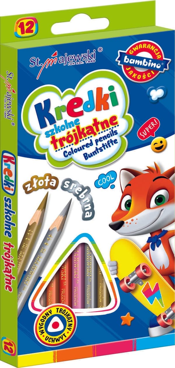 Skolpennor triangulära 12 färger