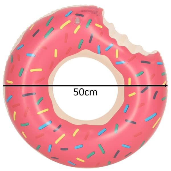 Uppblåsbart munkhjul för barn 50 cm rosa