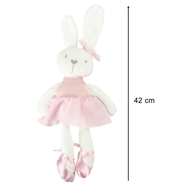 Plyschmaskotkanin i rosa klänning 42 cm