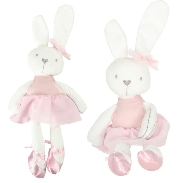 Plyschmaskotkanin i rosa klänning 42 cm