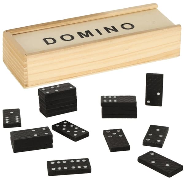 Trä domino familjespel + låda