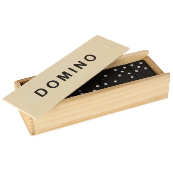 Trä domino familjespel + låda