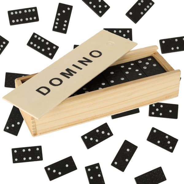 Trä domino familjespel + låda