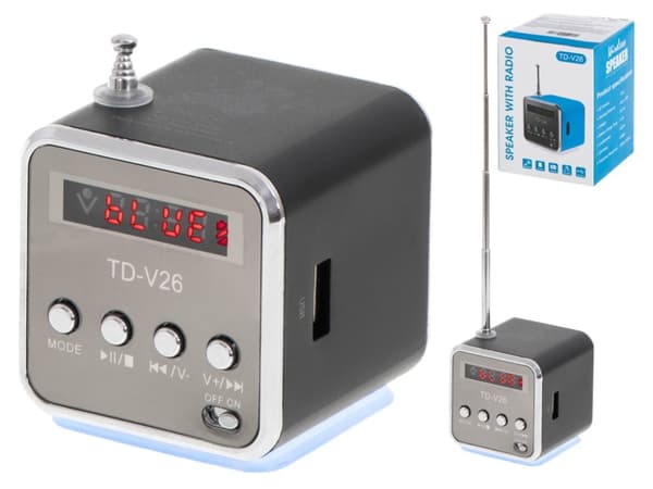 Uppladdningsbar bärbar radio med Bluetooth LCD-högtalare TD-V26