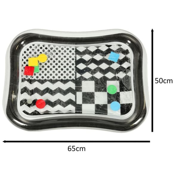 Uppblåsbar vattenmatta med kontrasterande svarta och vita mönster 65 cm x 50 cm
