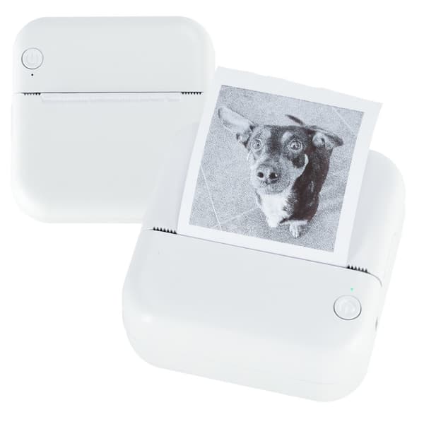 Mini termisk etikettskrivare med foto + USB-kabel fyrkantig blå