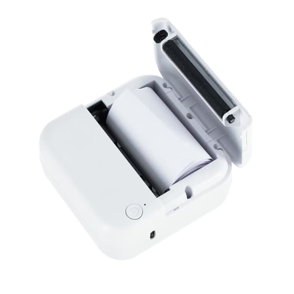 Mini termisk etikettskrivare med foto + USB-kabel fyrkantig blå