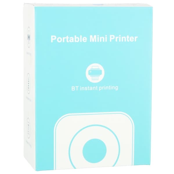 Mini termisk etikettskrivare med foto + USB-kabel fyrkantig blå