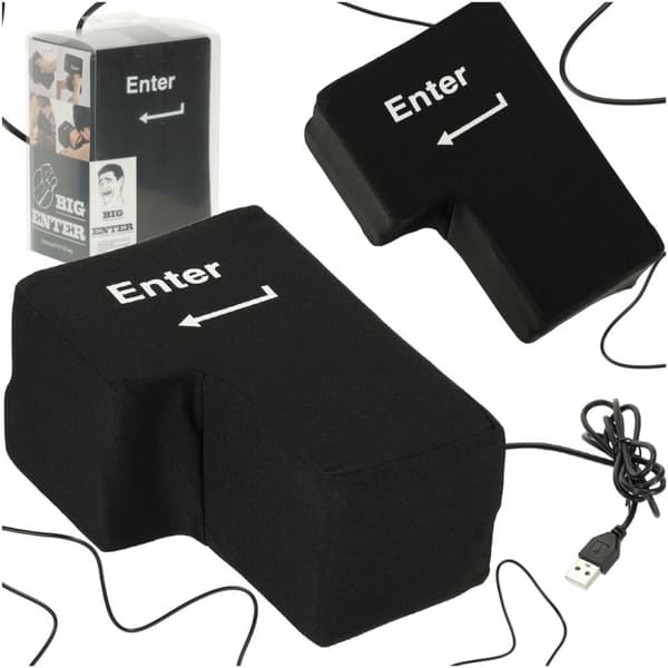 ENTER-knapp stor antistress-USB-kudde