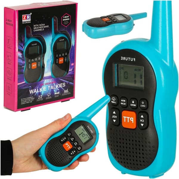 Walkie-talkie walkie-talkies för barn, 3 km räckvidd, set om 2 st.