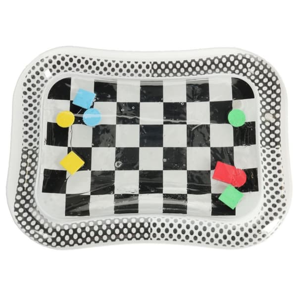 Uppblåsbar vattenmatta i kontrasterande svartvitt schackbräde 65 cm x 50 cm