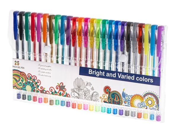 Färgade glittergelpennor, set med 25 st.
