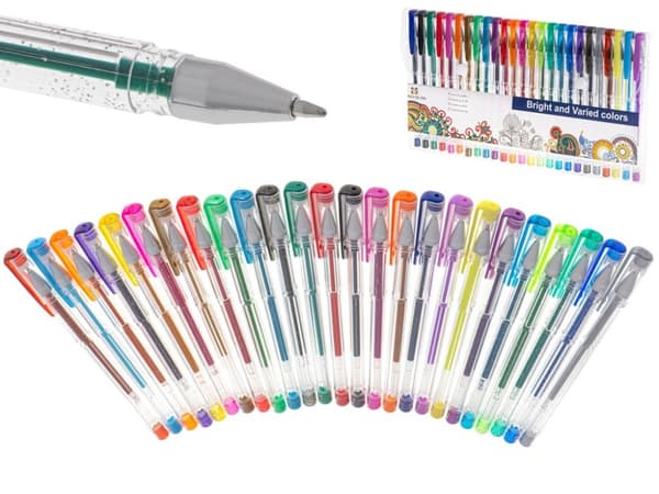 Färgade glittergelpennor, set med 25 st.