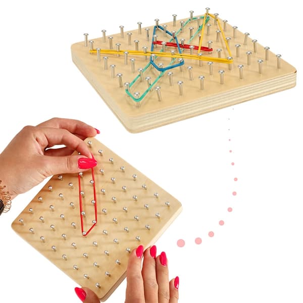 Geoboard geoplan träpussel som skapar former med gummiband