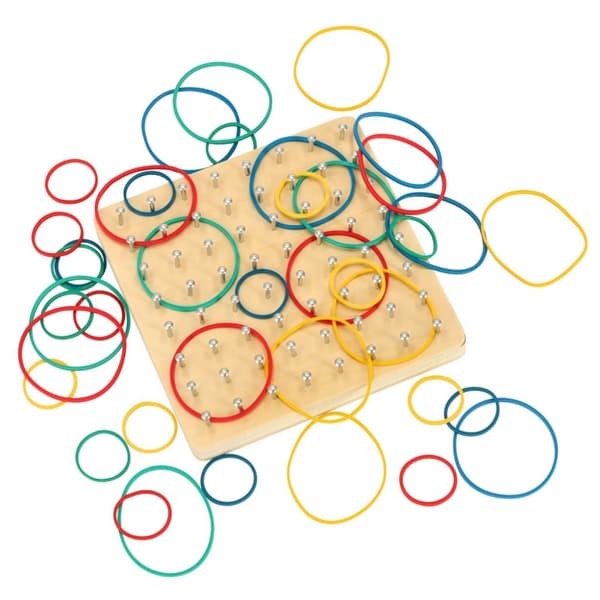 Geoboard geoplan träpussel som skapar former med gummiband