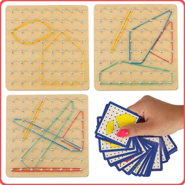 Geoboard geoplan träpussel som skapar former med gummiband