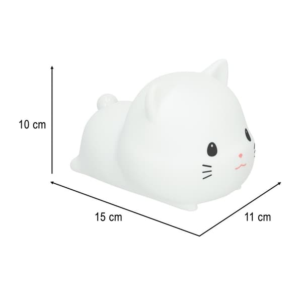 Silikon nattlampa vit RGB katt liggande